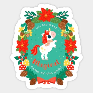 Magic Christmas Unicorn Sticker